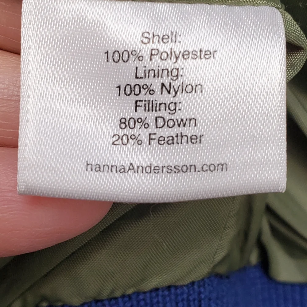 Hanna Andersson Outdoor Royal Blue Puffer Down Fill Jacket Hood Pockets Sz 6-7
